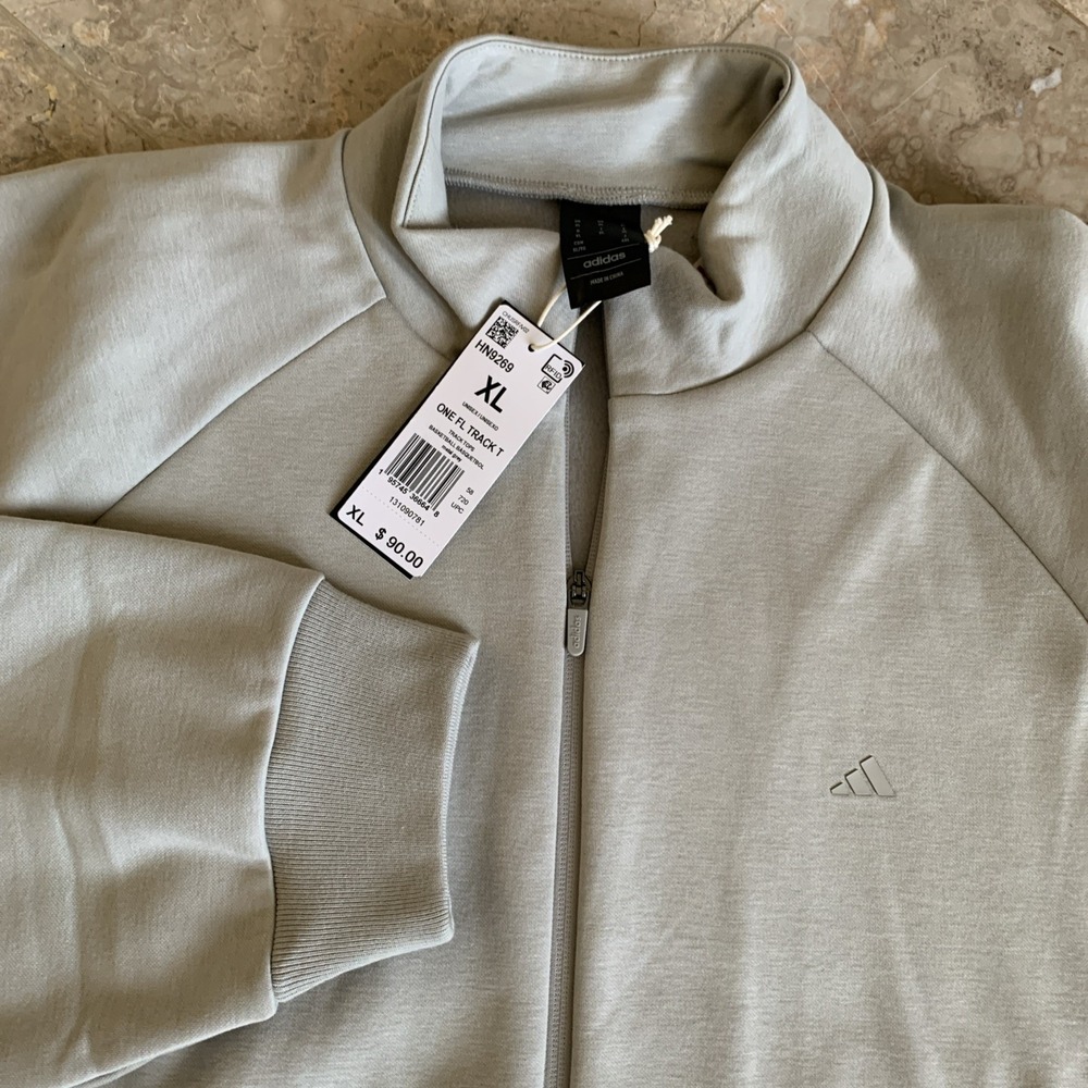 NWT Adidas Men's XL Track Jacket Metal Gray Basketball Comfort Oversized HN9269